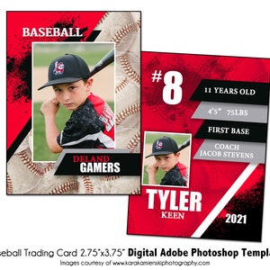 BASEBALL SammelKarte 011 | 2.75x3.75 Adobe Photoshop Trader Card Digitale Vorlage | Sport PSD Adobe Photoshop Vorlage | Nur digitale Datei