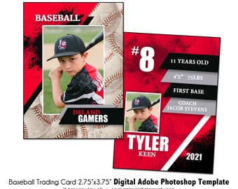 BASEBALL TradingCard 011 | 2,75 x 3,75 Modèle numérique Adobe Photoshop Trader Card | Modèle PSD Adobe Photoshop de sport | Fichier numérique uniquement