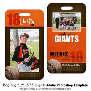 BASEBALL BagAnhänger 009 | 3.25x5.75" Adobe Photoshop Digitale Vorlage | Sport Gepäckanhänger | Taschenanhänger | Photoshop Vorlage | Nur digitale Datei