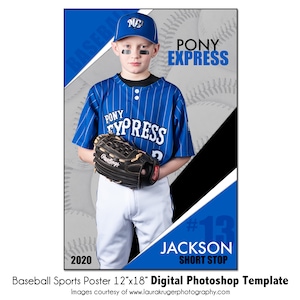 Baseball Poster 2 | 12&quot;x18&quot;Sports Digital Photoshop Template | Youth Sports Poster PSD Photoshop Template - Digital File Only