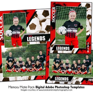 SOCCER PACK H | Adobe Photoshop Memory Mate Digital Template | Sports Photoshop Template for Teams & Individuals | Digital File Only