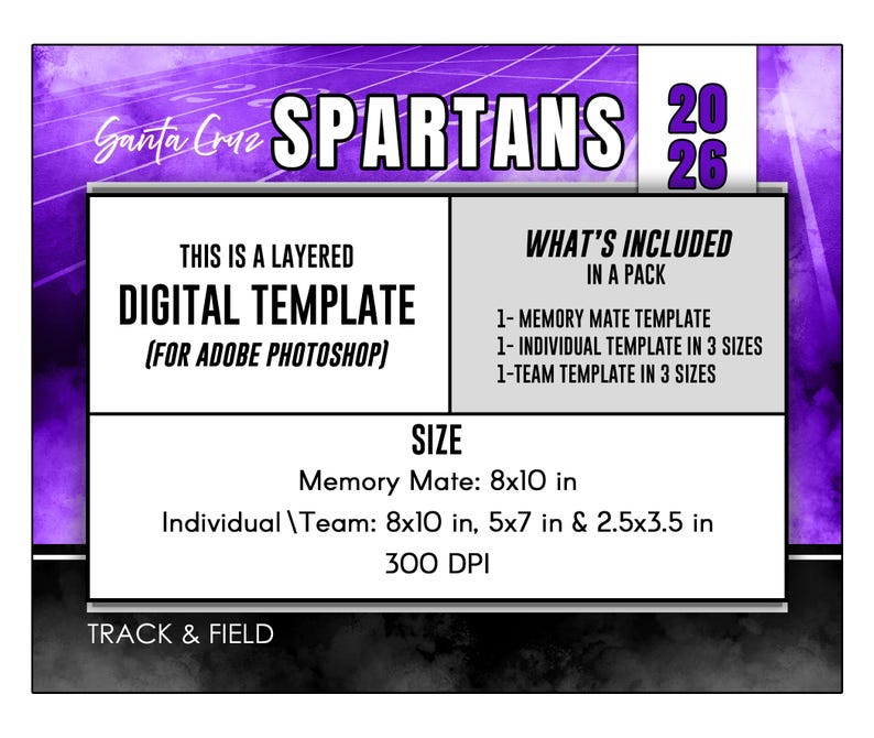 Template. Track Inches Track & Field Photo Template Pack F: Memory Mate, Individual, Team ...