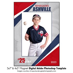 AIMANT DE BASEBALL 015 |  Modèle numérique Adobe Photoshop 5 x 7" et 4 x 5" | de Photoshop pour aimants de sport | Fichier numérique uniquement