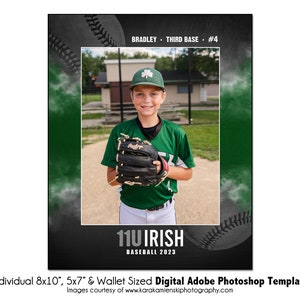 BÉISBOL Ind026 / 8x10, 5x7, Plantilla digital de Adobe Photoshop para billetera / Plantilla de Photoshop deportiva para equipos e individuos / Solo archivo digital