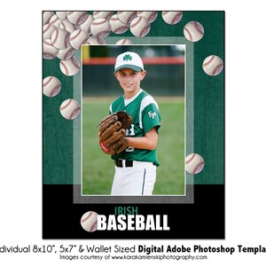 BÉISBOL Ind008 / 8x10, 5x7, Plantilla digital de Adobe Photoshop para billetera / Plantilla de Photoshop deportiva para equipos e individuos / Solo archivo digital