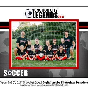 CALCIO T005 / 8x10, 5x7, Portafoglio Adobe Photoshop Digital Template / Modello Photoshop sportivo per squadre e individui / Solo file digitale