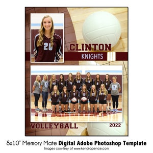 VOLEIBOL MM001 / Plantilla digital Memory Mate de Adobe Photoshop de 8 x 10 / Plantilla deportiva para Photoshop para equipos e individuos / Solo archivo digital