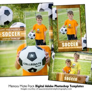 サッカーパック A | Adobe Photoshop Memory Mate デジタル テンプレート | チームおよび個人向けスポーツ Photoshop テンプレート | デジタル ファイルのみ