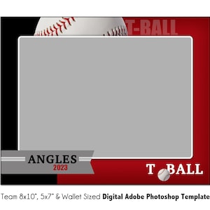 T-BALL T002 / 8x10, 5x7, Plantilla digital de Photoshop para billetera / Plantilla de Photoshop para deportes, equipos e individuos / Solo archivo digital