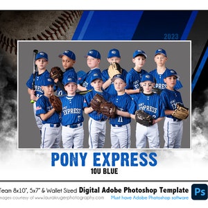 BÉISBOL T033 / 8x10, 5x7, Plantilla digital de Photoshop para billetera / Plantilla de Photoshop para deportes para equipos e individuos / Solo archivo digital
