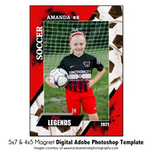 AIMANT DE FOOTBALL 008 |  Modèle numérique Adobe Photoshop 5 x 7" et 4 x 5" | de Photoshop pour aimants de sport | Fichier numérique uniquement