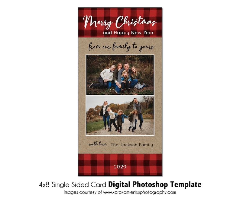 Christmas Card Template 001CC | 4x8 Single Sided Card Adobe Phot Christmas Card Template 001CC | 4x8 Single Sided Card Adobe Phot