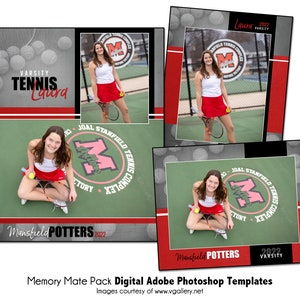 テニス パック A | Adobe Photoshop Memory Mate デジタル テンプレート | チームおよび個人向けスポーツ Photoshop テンプレート | デジタル ファイルのみ