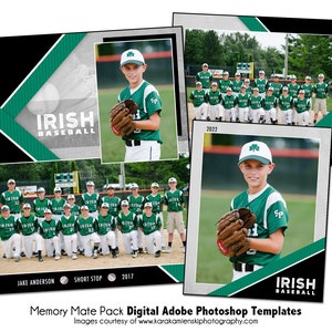 BASEBALL PACK J | Adobe Photoshop Memory Mate Digital Template | Sports Photoshop Template for Teams & Individuals | Digital File Only