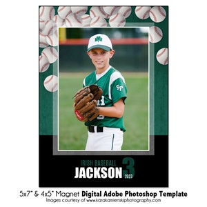 AIMANT DE BASEBALL 008 |  Modèle numérique Adobe Photoshop 5 x 7" et 4 x 5" | de Photoshop pour aimants de sport | Fichier numérique uniquement