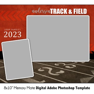 TRACK MM001 | 8x10 Adobe Photoshop Memory Mate Digital Template | Sports Photoshop Template for Team &Individual | Digital File Only