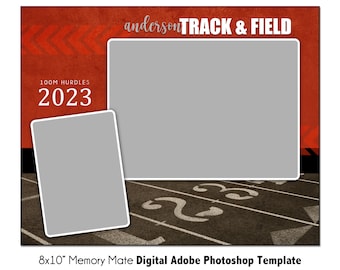 Track & Field Memory Mate Photo Template 001: 8x10” Photoshop PSD, Customizable (Digital File Only)