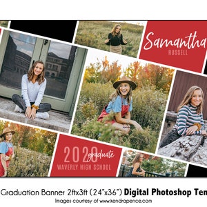 Senior Graduation Banner 9 | 2ftx3ft(24&quot;x36&quot;) Grad Digital Photoshop Template | Vinyl Grad Banner PSD Photoshop Template - Digital File Only