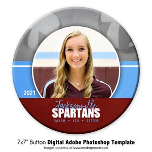 VOLLEYBALL KNOPF 020 | 7x7 Adobe Photoshop Digital Foto Button Vorlage | Sport Photoshop Vorlage | Nur digitale Datei