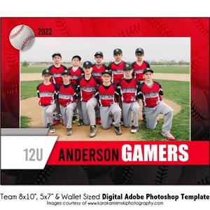 BÉISBOL T014 / 8x10, 5x7, Plantilla digital de Photoshop para billetera / Plantilla de Photoshop para deportes para equipos e individuos / Solo archivo digital