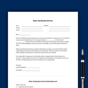 Aviso de aumento de alquiler, formulario de aumento de alquiler, carta de aumento de alquiler