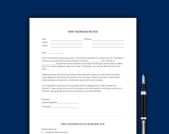 Rental Increase Notice, Rental Increase Form, Rental Increase Letter