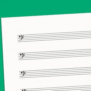 Bass Clef Music Paper, 8 10 12 Staves Printable Bass Clef Sheets - US Letter and A4 Paper Size