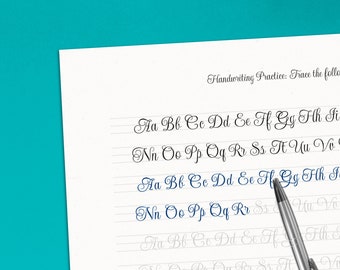 Calligraphy Handwriting - 25 Page Cursive Worksheets, Printable Practice Sheets (Letters, Words, and Sentences) For Adults and Kids 10+