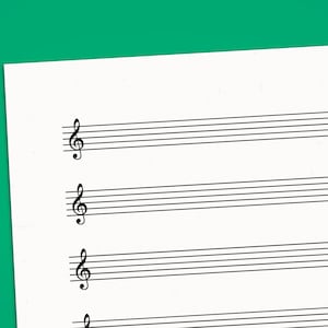 Printable Music Paper, 8 10 12 Staves Treble Clef Sheets - US Letter and A4 Paper Size