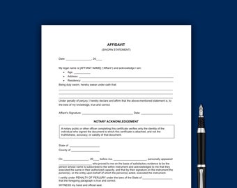 Affidavit Template, Sworn Affidavit