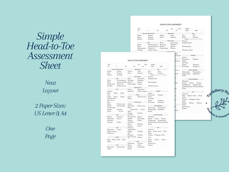 Head to Toe Nursing Assessment Sheet - Etsy