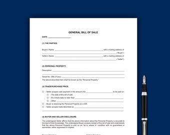 General Bill of Sale, Bill of Sale Form