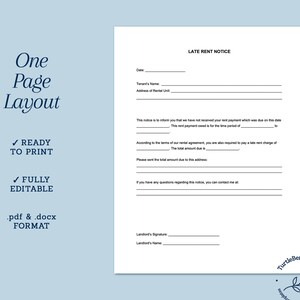 Late Rent Notice, Late Rent Template - Etsy