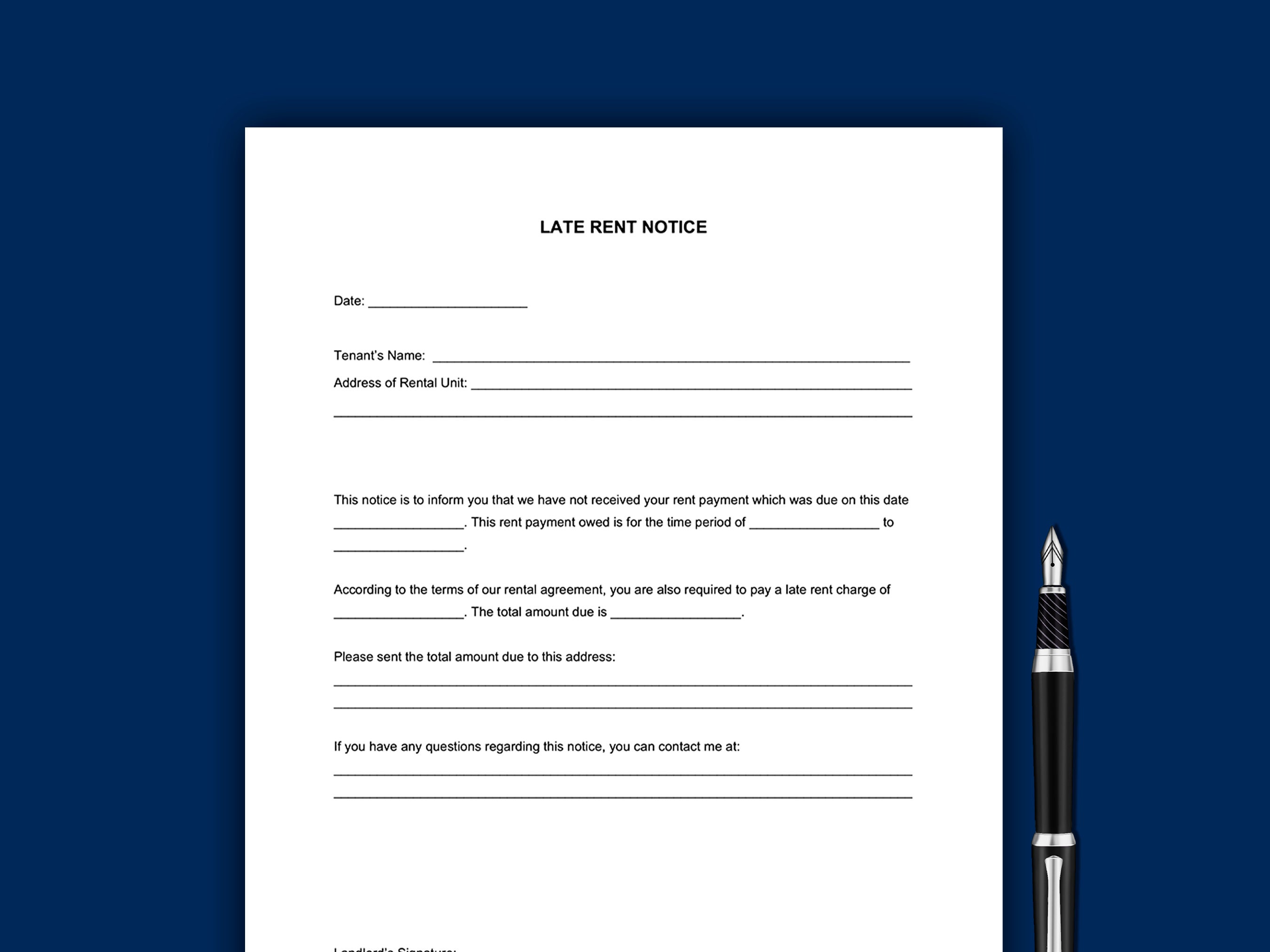 Late Rent Notice, Late Rent Template - Etsy