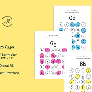26 Letter Recognition Worksheets, Alphabet Find, Dab the Letter, Letter ...