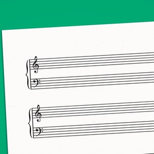 Grand Staff Music Sheet, 5 6 7 Staves, Printable Blank Grand Staff Paper - US Letter and A4 Paper Size