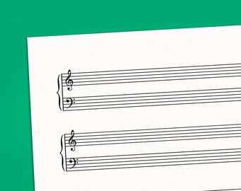 Grand Staff Music Sheet, 5 6 7 Staves, Printable Blank Grand Staff Paper - US Letter and A4 Paper Size