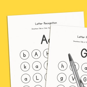 26 hojas de trabajo de reconocimiento de letras, búsqueda del alfabeto, toque la letra, búsqueda de letras, hojas de trabajo para preescolar