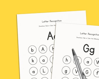 26 Letter Recognition Worksheets, Alphabet Find, Dab the letter, Letter Find, Preschool Worksheets