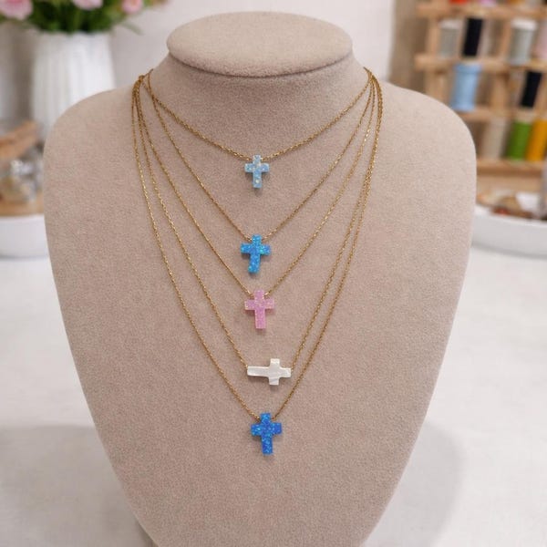 Opal Cross Necklace