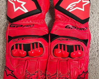 Alpinestars GP Pro Racing Gloves – Red Leather Motorcycle Gloves, Track & Street