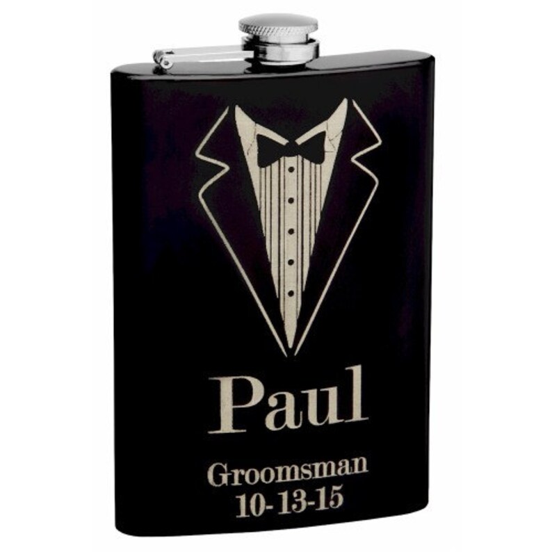 Hip Flasks Holding 8oz Tuxedo Design Black Finish Etsy