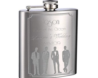 6oz Personalized Wedding Flask for Groomsmen or Groom, 1 Pack