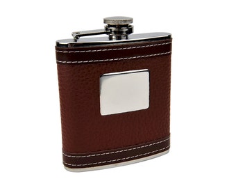 Personalized 6oz Faux Leather Hip Flask with Engraving