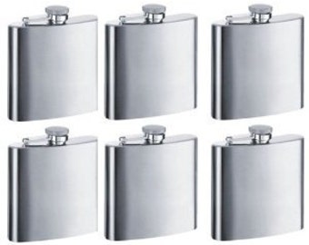 Set of 6 Custom Engraved  8oz Flasks