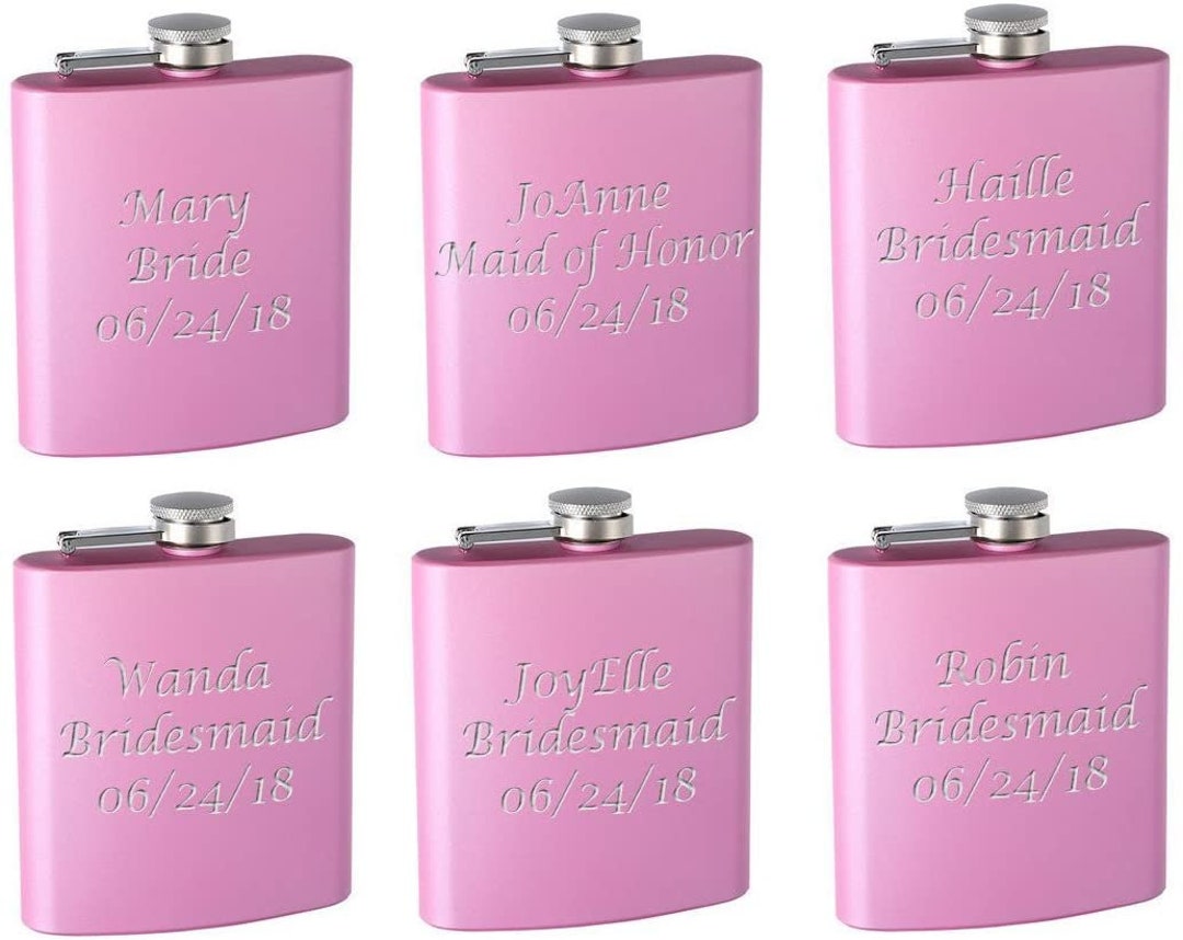Top Shelf Flasks 6pack Personalized custom Engraved 6oz Bridal Party
