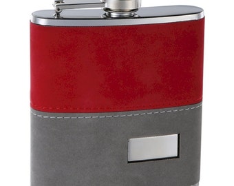 6 ounce Red and Grey Fuzzy Flask BCFSK