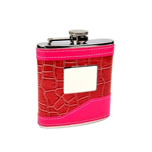 2-Tone Pink 6oz Hip Flask with Engraving