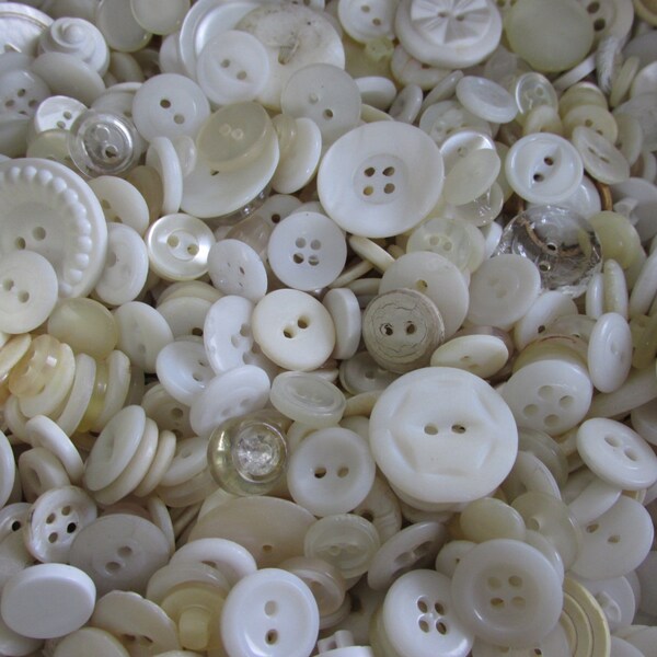 Vintage white Buttons, cream and white variety wedding buttons lot of 125, DIY weddings, Tag Supply, DIY jewelry, table marker supplies