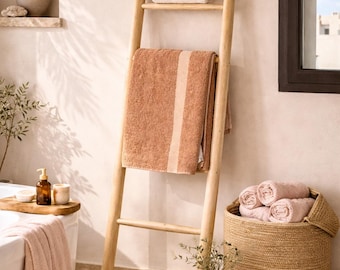 Échelle- Porte Serviette- VIA- décorative en bois naturelle - Bohème salle de bain ou rangement tendance nature chic beige- boho towel rack